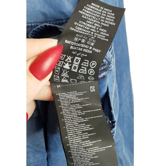 G Star Raw Women's Medium Tacoma Straight Shirt Denim Chambray Snap Lyocell Blue - Picture 5 of 8